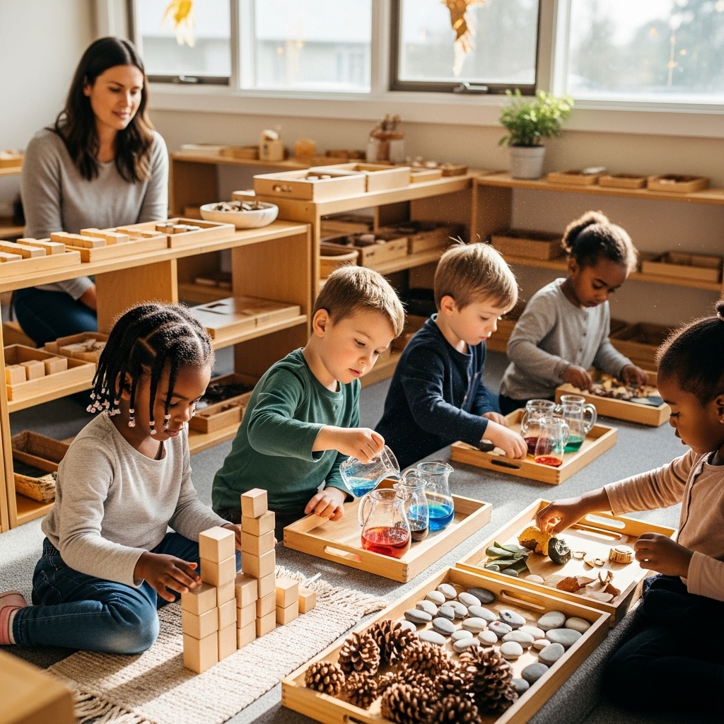 Éducateur Montessori observant un enfant